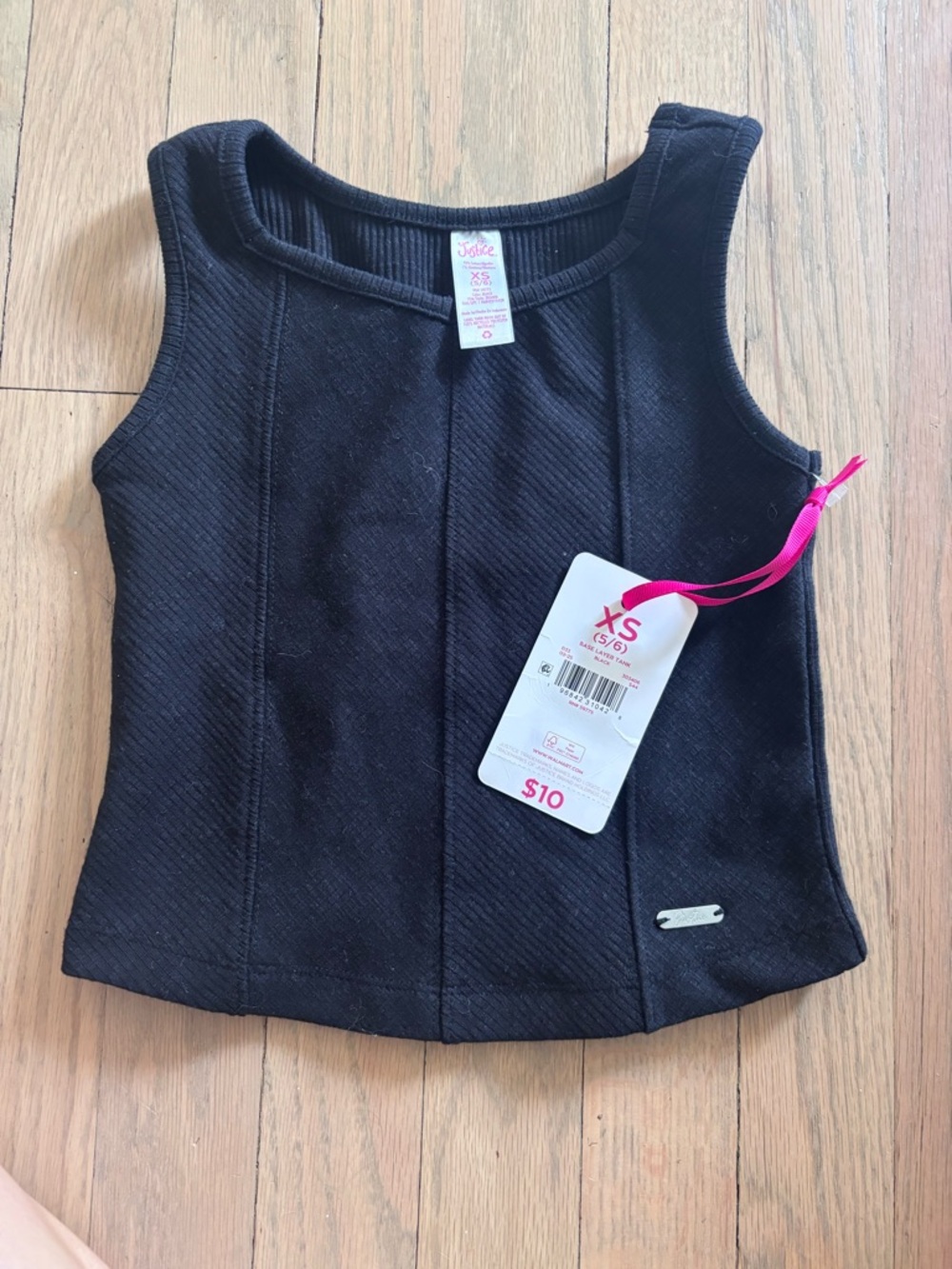 Justice Black Tank Top with Pink Tag